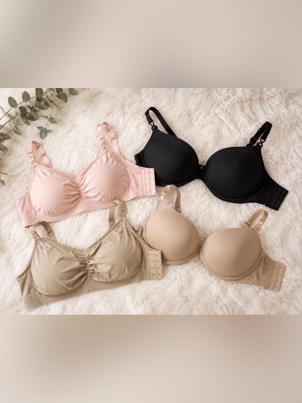 Women’s Joyspun Maternity Nursing/Pumping Bra Pack — Black, Blush, Nude, Khaki